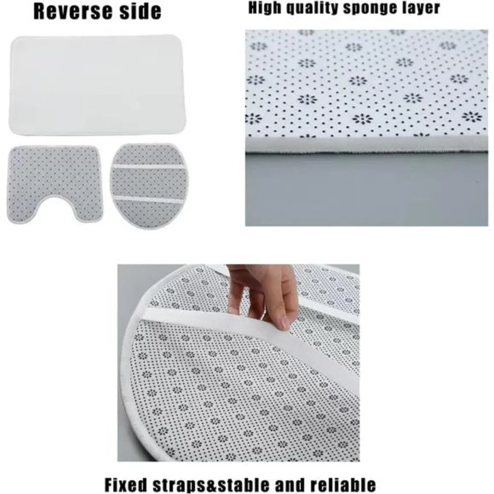4 Pcs Christmas Shower Curtain Rug Bath Mat Toilet Lid Cover for Bathroom